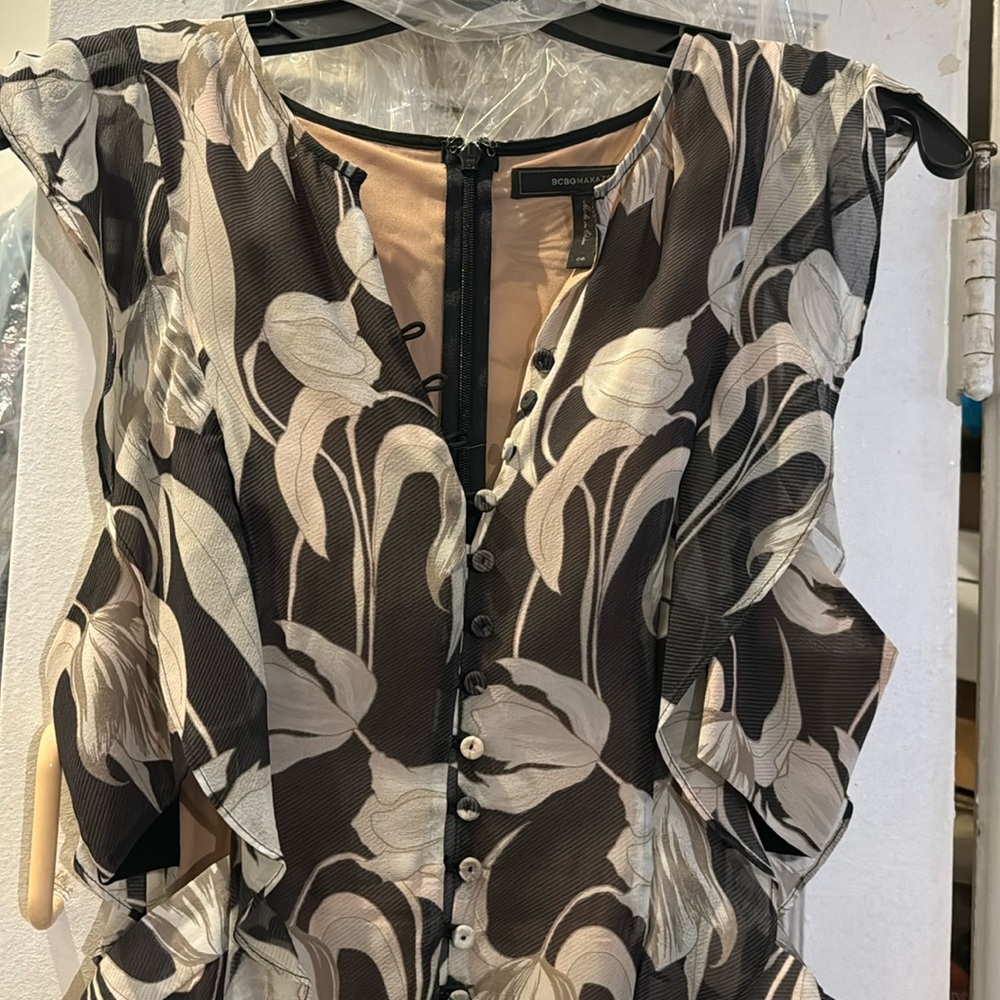 BCBG maxazria black and white silk dress with cutouts